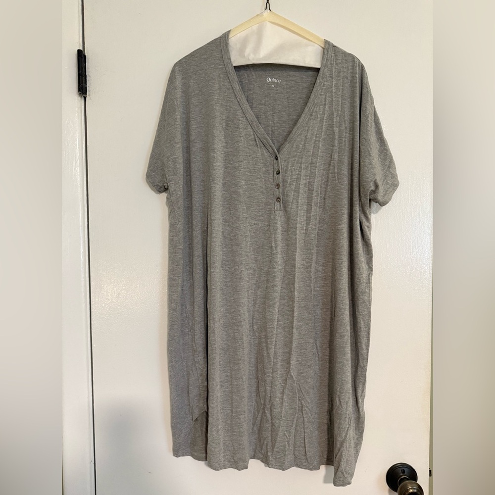 Quince Bamboo Jersey Maternity & Nursing Button Front Nightgown